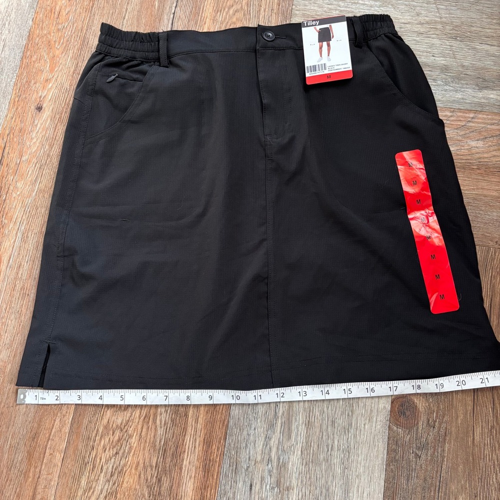 Tilley Ladies Trek Skort Black Active Hiking Golf Skirt Built-in Shorts Medium